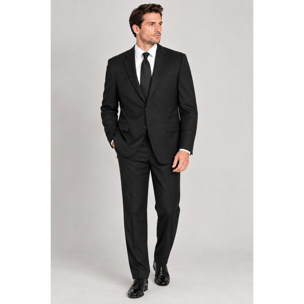 Alfani for Macy’s Men’s 100% Wool Black 2-Piece Suit 44R 38x30